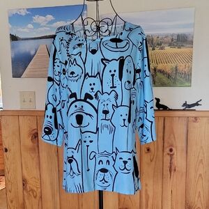 Blue Animal Print Tunic Top